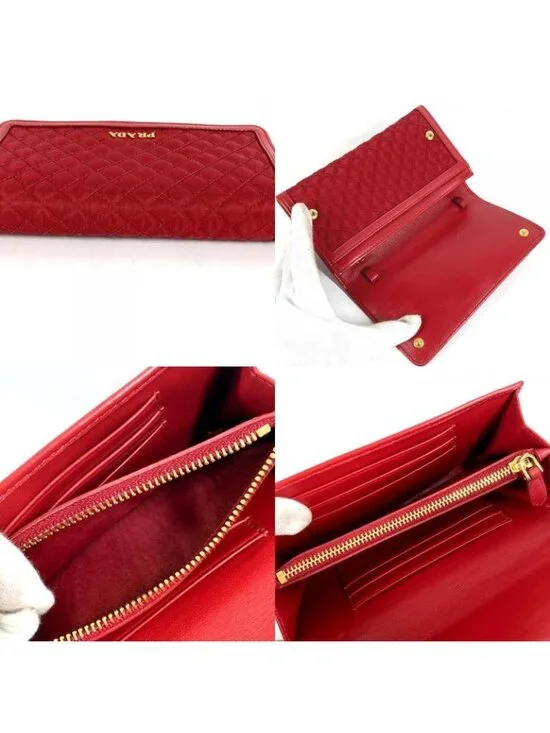 Prada Wallet Logo Quilted Nylon Red - Picture 8 of 9